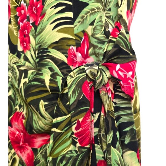 Melissa Harper Tropical Floral Waist Tie Wrap Dress Sz 8 - Picture 3 of 9
